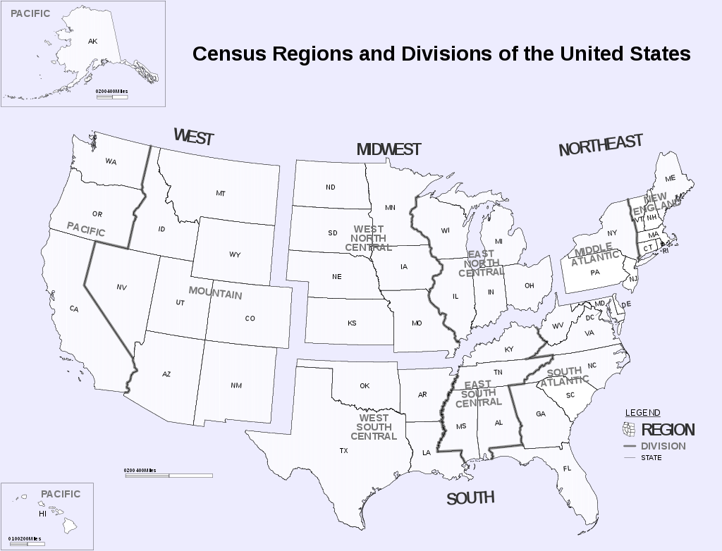 Census Regions and Divisions of the United States