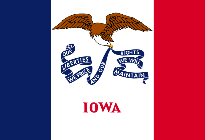 State flag of Iowa in the US
