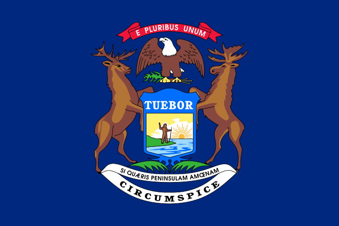 State flag of Michigan in the US