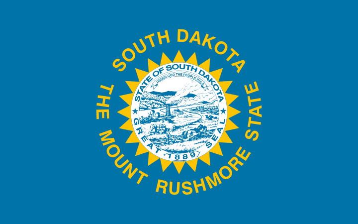 State flag of South Dakota in the US