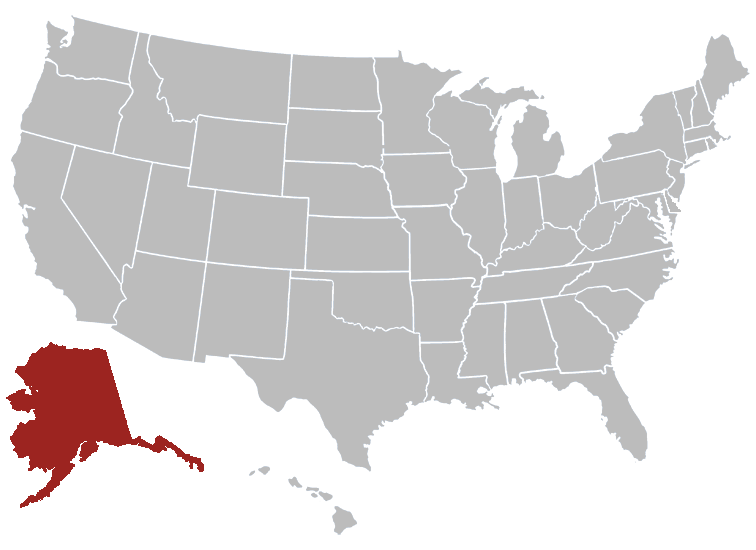 Location map of Alaska in the US