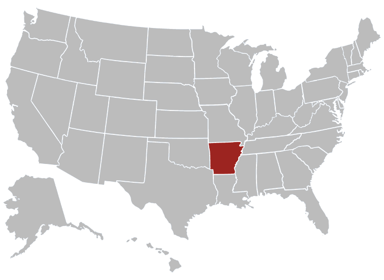 Location map of Arkansas in the US