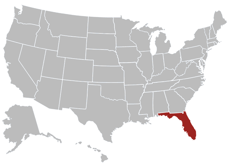 Location map of Florida in the US