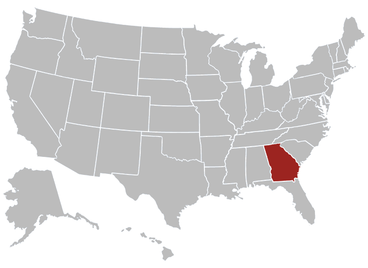 Location map of Georgia in the US