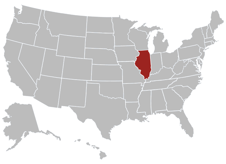 Location map of Illinois in the US