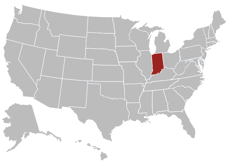 Location map of Indiana in the US