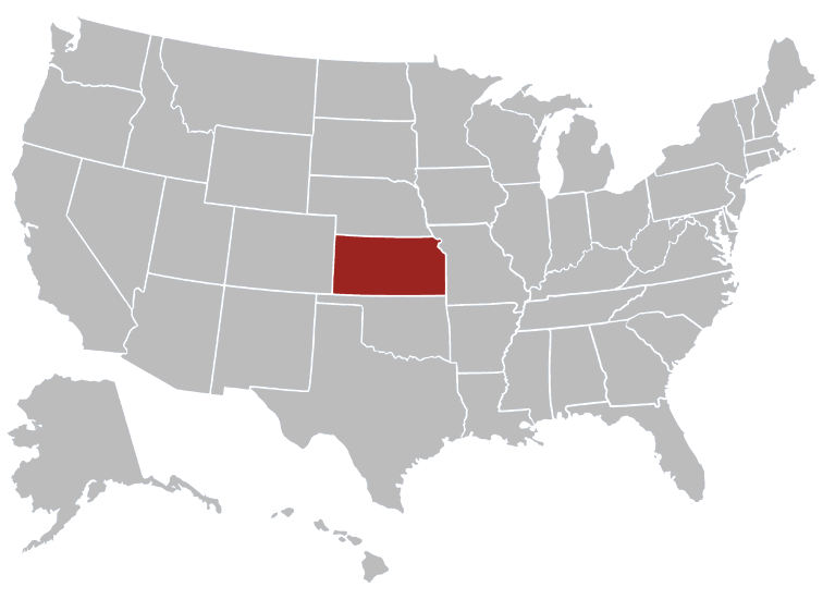 Location map of Kansas in the US