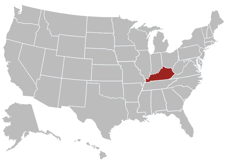 Location map of Kentucky in the US