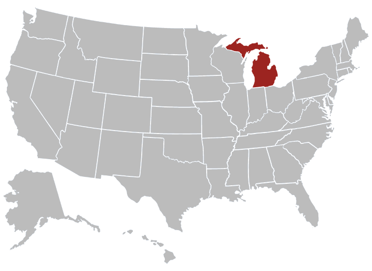 Location map of Michigan in the US