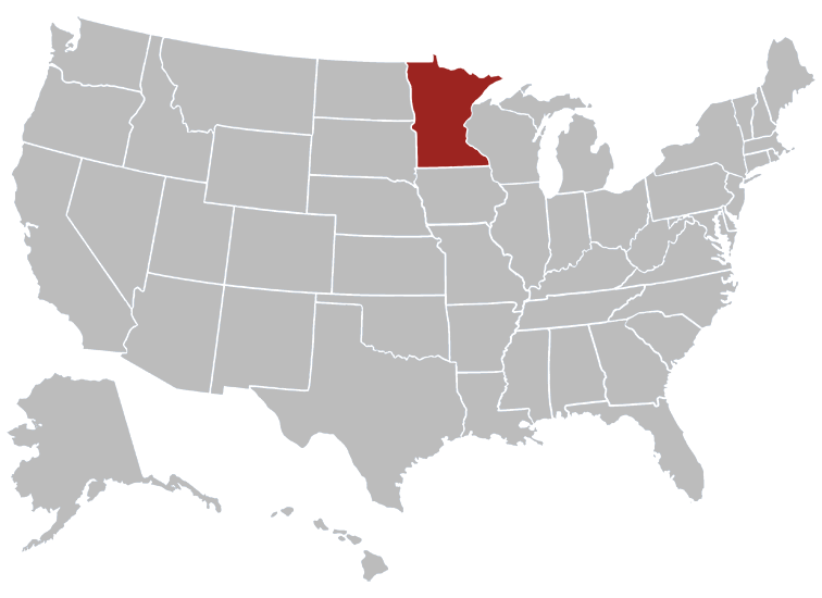 Location map of Minnesota in the US