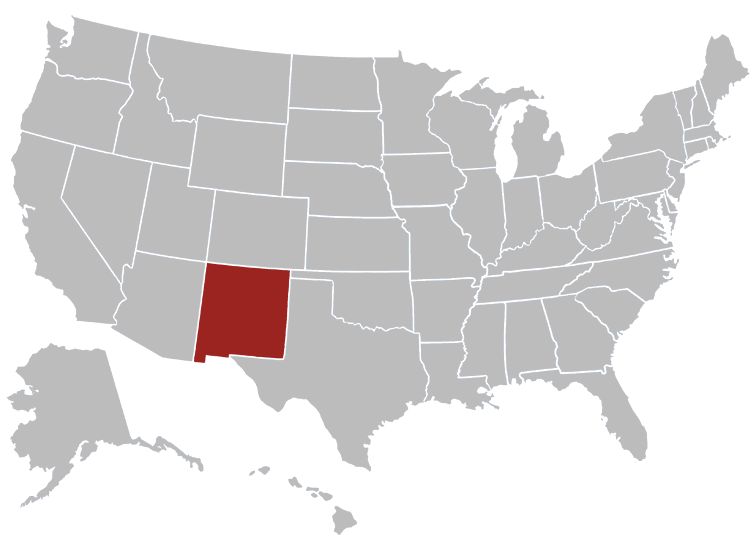 Location map of New Mexico in the US