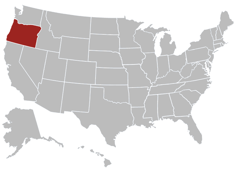 Location map of Oregon in the US