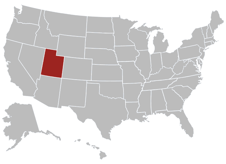 Location map of Utah in the US