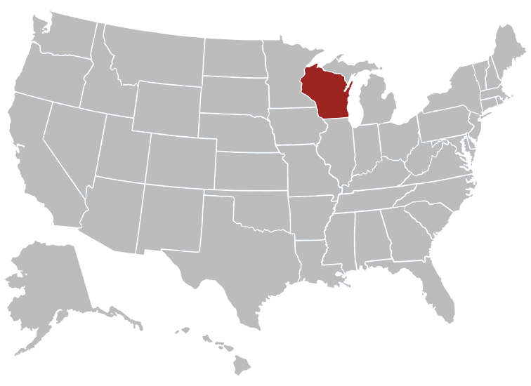 Location map of Wisconsin in the US