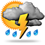Moderate or heavy rain with thunder